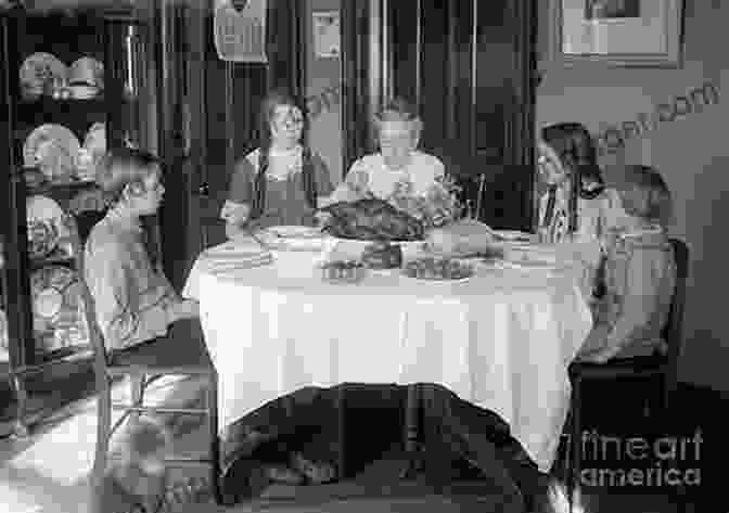 A Black And White Photograph Of A Family Sitting Around A Dinner Table, The Mother Serving Food While The Children Chat And Laugh. Betty Kuhner: The American Family Portrait