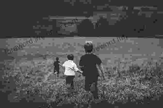 A Black And White Photograph Of A Family Walking Through A Field, The Children Running Ahead While The Parents Follow Closely Behind. Betty Kuhner: The American Family Portrait