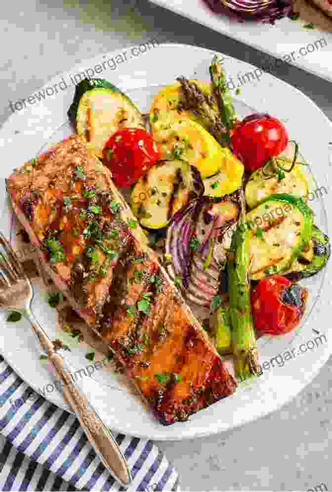 A Colorful Plate With A Variety Of Healthy Foods, Including Grilled Salmon, Roasted Vegetables, Brown Rice, And A Side Salad. ONE MEAL A DAY LIFESTYLE: The Comprehensive Guide To Sustainable Intermittent Fasting For Busy People Weight Loss And Intermittent Fasting For Beginners Loss Plan For Women Healthy Lifestyle