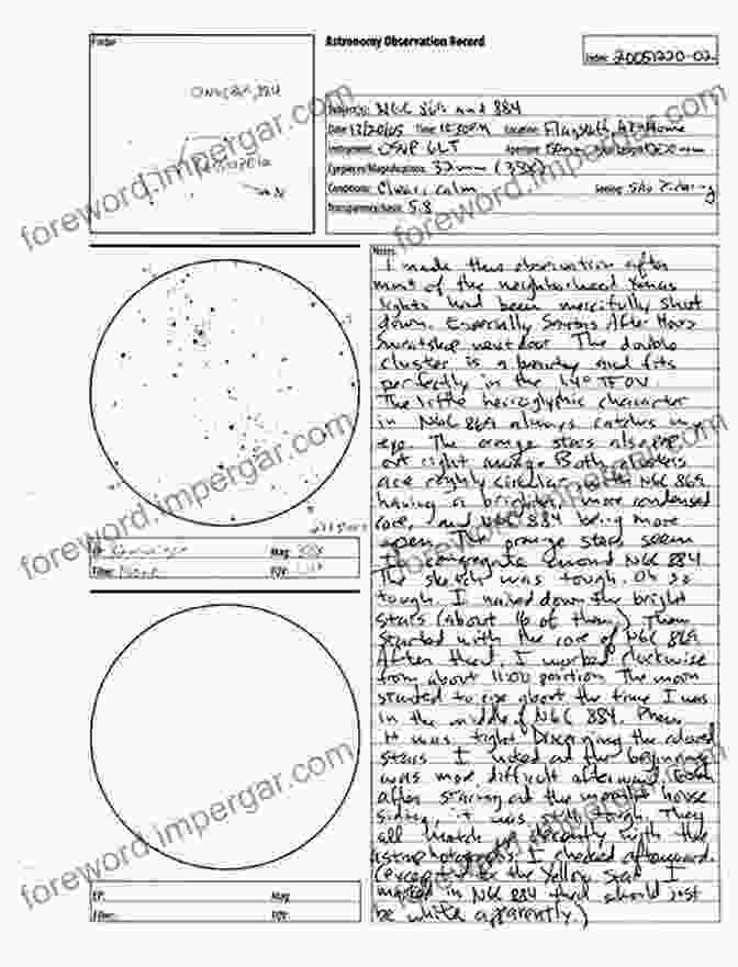 An Example Of An Observing Log With Detailed Notes And Sketches Of Celestial Objects Astronomy Hacks: Tips And Tools For Observing The Night Sky