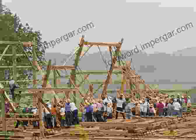 An Image Of A Group Of People Working Together To Raise A Barn, Demonstrating The Community Spirit And Cooperation Involved In Barn Raisings. American Barns (Shire Library USA 751)