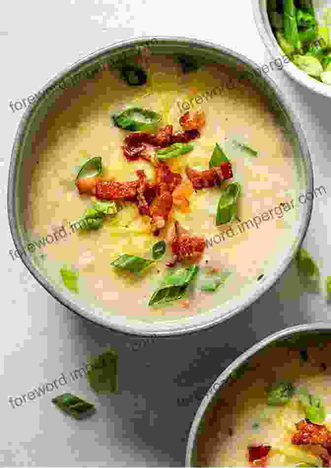 Loaded Cauliflower Soup In A White Bowl, Garnished With Grated Cheddar Cheese Low Carb Slow Cooker: Deliciously Simple Low Carb Recipes For Healthy Living (low Carb Slow Cooker Recipes Low Carb Slow Cooker Cookbook 1)