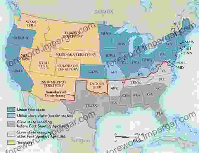 Map Of The United States During The Civil War, Highlighting Union And Confederate Territories Battle Lines: A Graphic History Of The Civil War