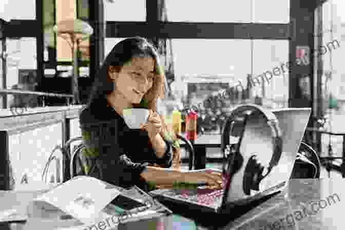 Woman Working Peacefully At A Cafe, With Headphones On And No Distractions 500 Time Saving Hints For Every Woman: Helpful Tips For Your Home Family Shopping And More